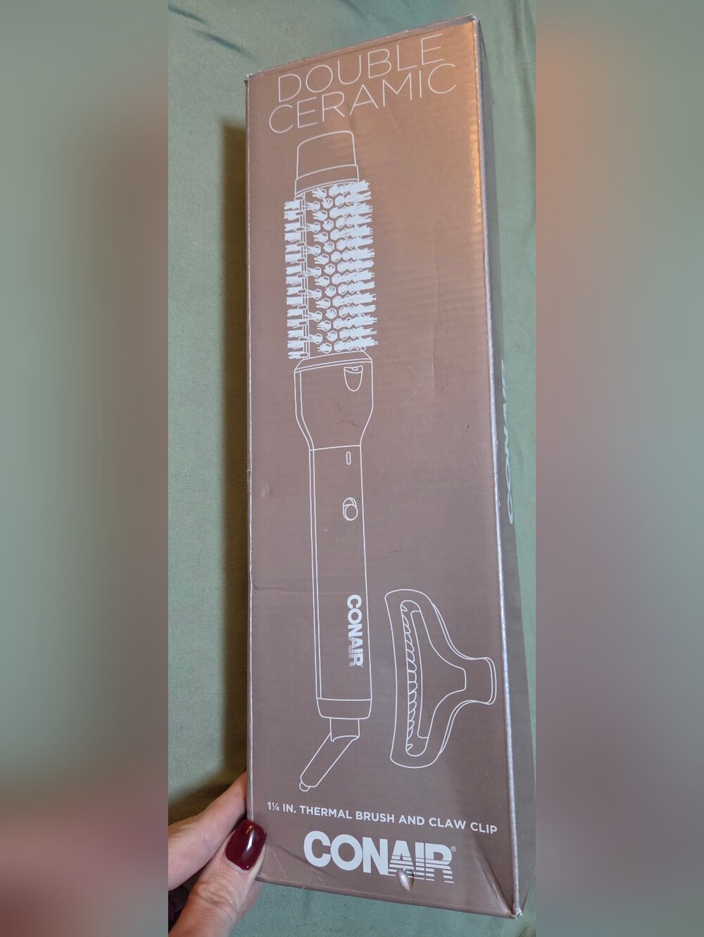 Brand New Conair Double Ceramic 1¼" Heated Thermal Brush & Claw Clip Set